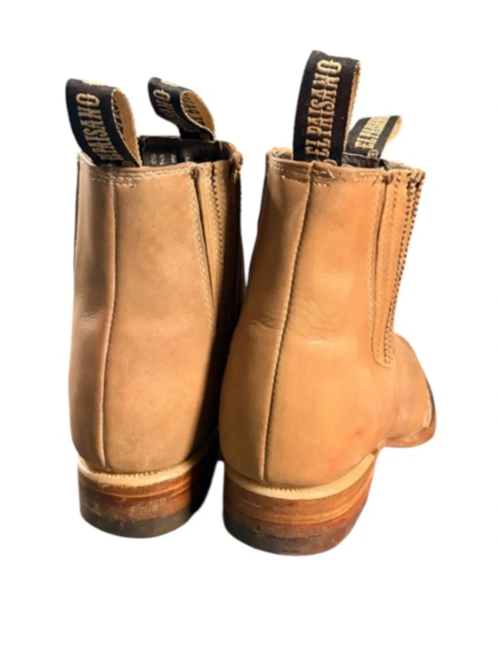 90’s Vintage El Paisano Tan Leather Handmade Chelsea Boots Men 7/ Women’s 8.5